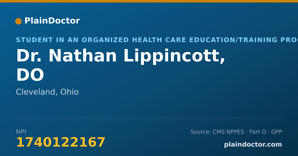 Shareable card for Nathan Lippincott, DO - Student in an Organized Health Care Education/Training Program, Cleveland, OH