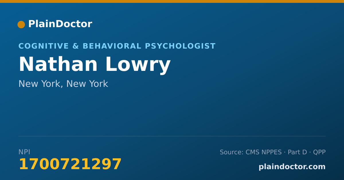 Shareable card for Nathan Lowry - Cognitive & Behavioral Psychologist, New York, NY