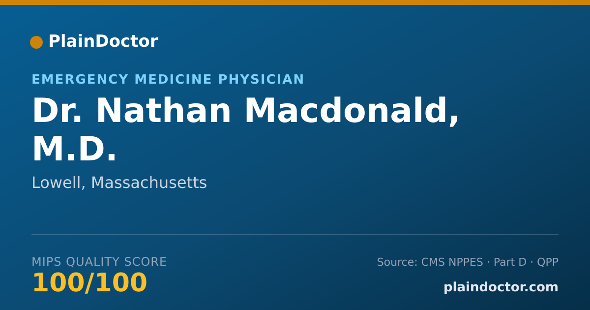 Shareable card for Nathan Macdonald, M.D. - Emergency Medicine Physician, Lowell, MA