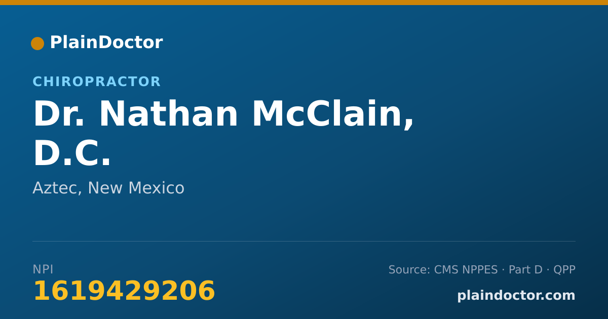 Shareable card for Nathan McClain, D.C. - Chiropractor, Aztec, NM