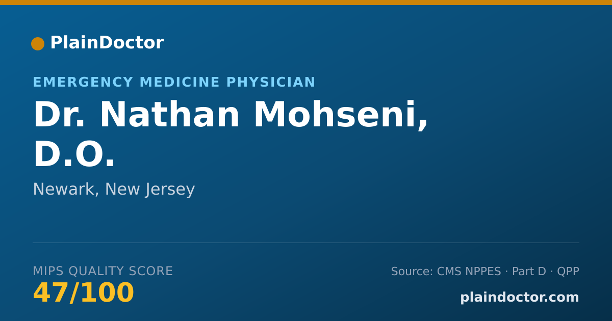 Shareable card for Nathan Mohseni, D.O. - Emergency Medicine Physician, Newark, NJ