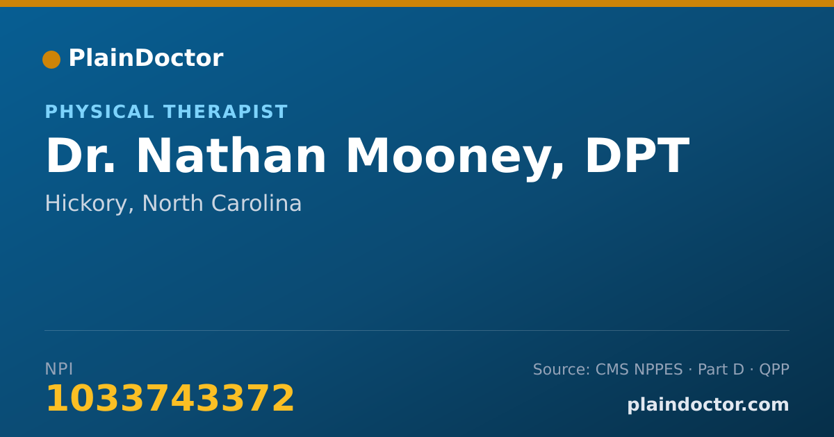 Shareable card for Nathan Mooney, DPT - Physical Therapist, Hickory, NC