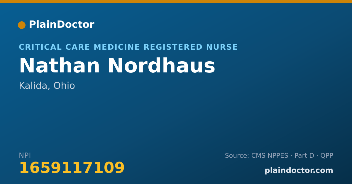 Shareable card for Nathan Nordhaus - Critical Care Medicine Registered Nurse, Kalida, OH