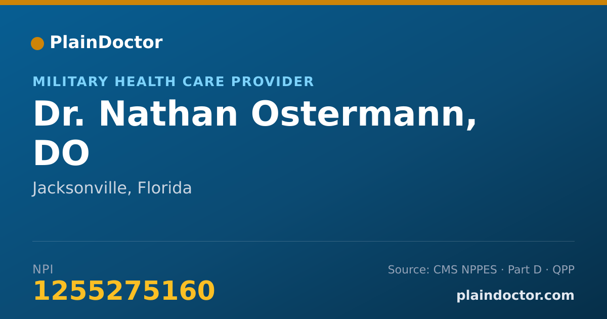 Shareable card for Nathan Ostermann, DO - Military Health Care Provider, Jacksonville, FL
