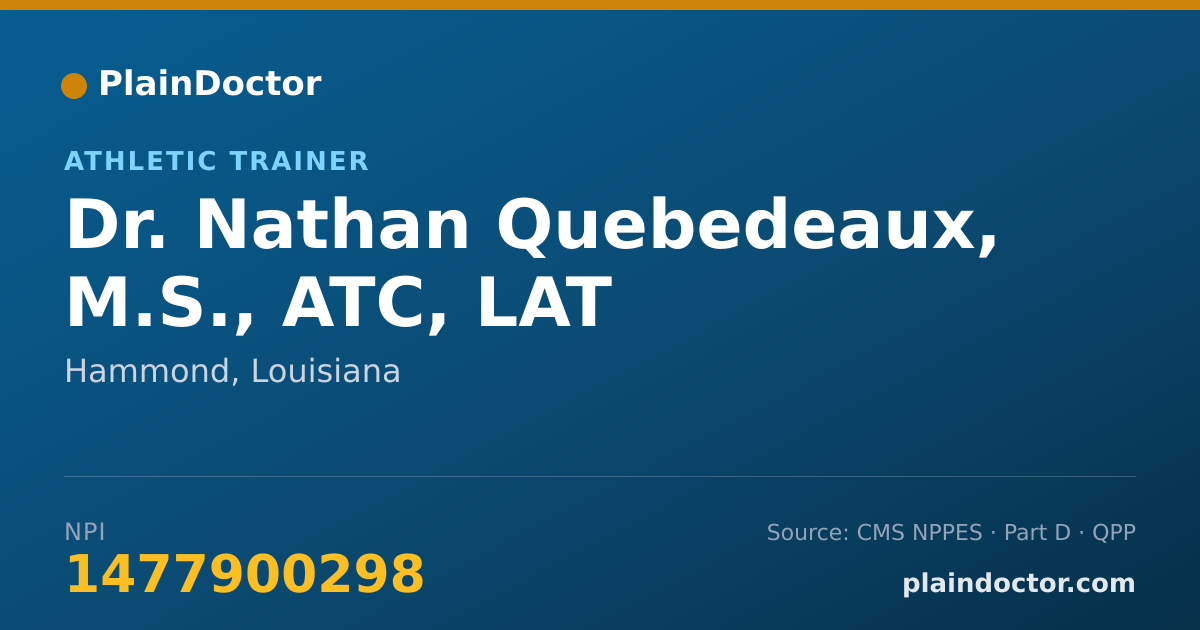 Shareable card for Nathan Quebedeaux, M.S., ATC, LAT - Athletic Trainer, Hammond, LA