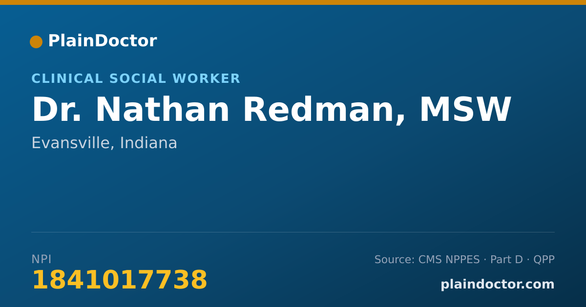 Shareable card for Nathan Redman, MSW - Clinical Social Worker, Evansville, IN