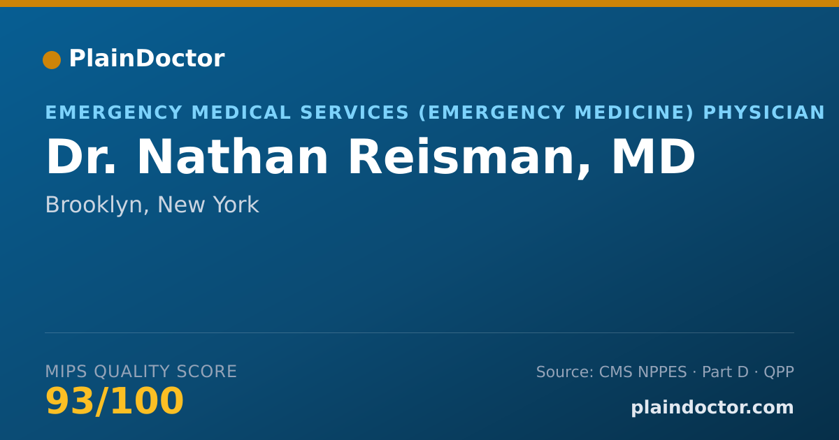 Shareable card for Nathan Reisman, MD - Emergency Medical Services (Emergency Medicine) Physician, Brooklyn, NY
