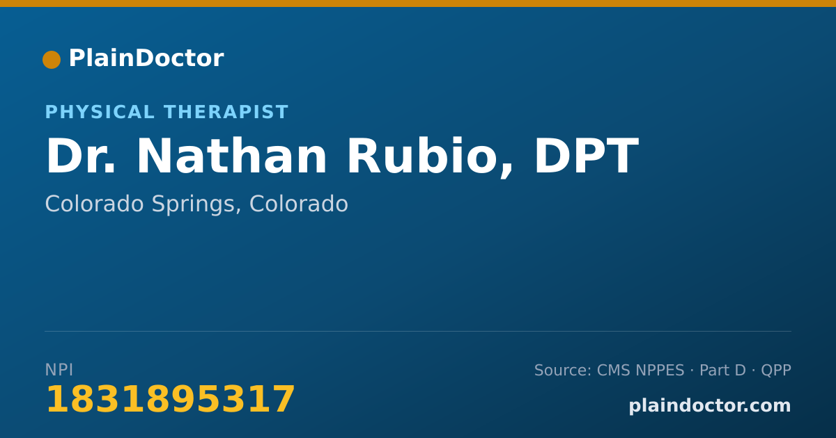 Shareable card for Nathan Rubio, DPT - Physical Therapist, Colorado Springs, CO