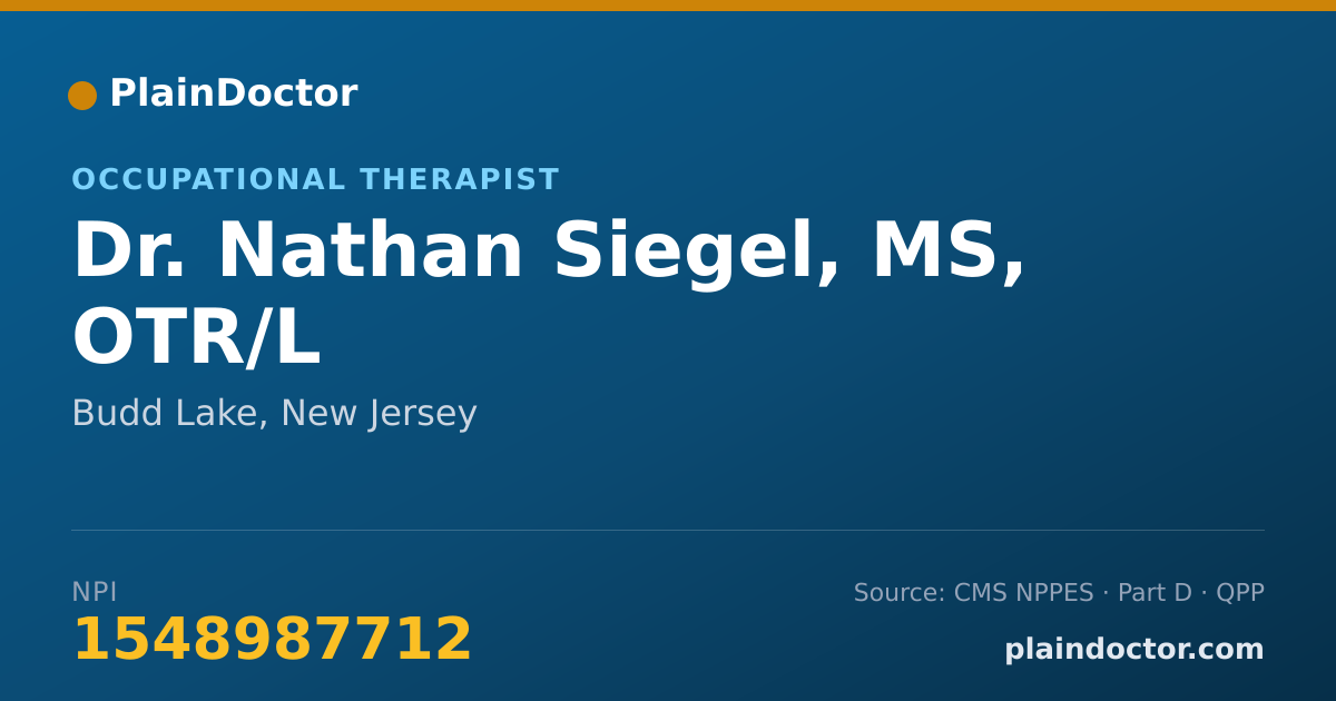Shareable card for Nathan Siegel, MS, OTR/L - Occupational Therapist, Budd Lake, NJ