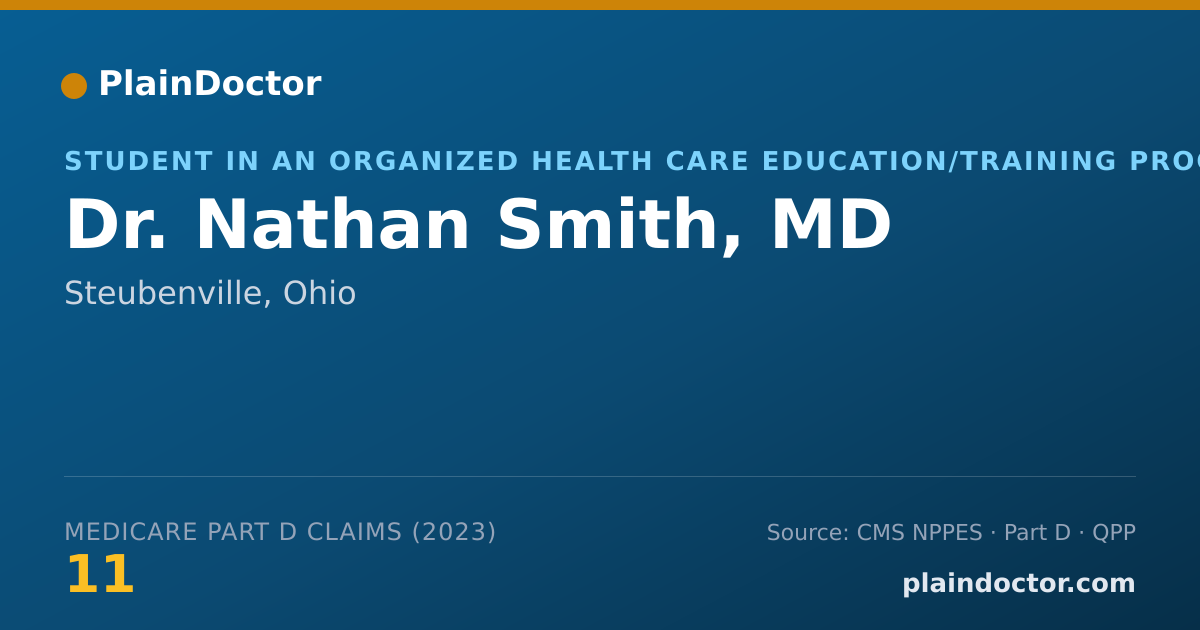 Shareable card for Nathan Smith, MD - Student in an Organized Health Care Education/Training Program, Steubenville, OH