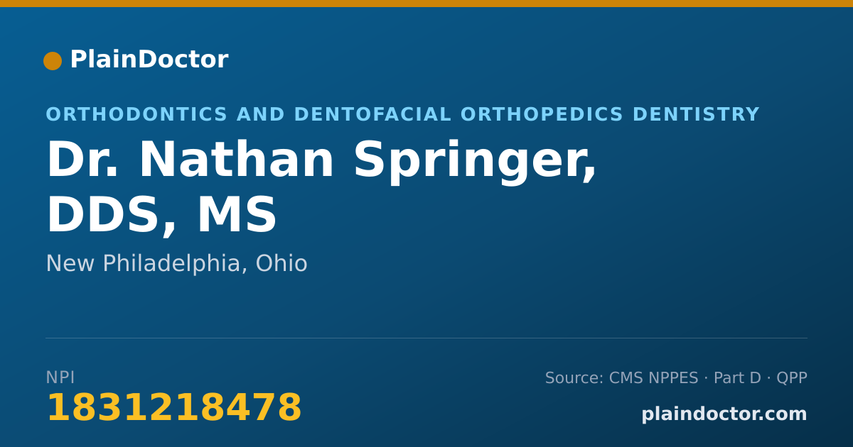 Shareable card for Nathan Springer, DDS, MS - Orthodontics and Dentofacial Orthopedics Dentistry, New Philadelphia, OH