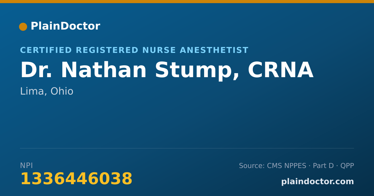Shareable card for Nathan Stump, CRNA - Certified Registered Nurse Anesthetist, Lima, OH
