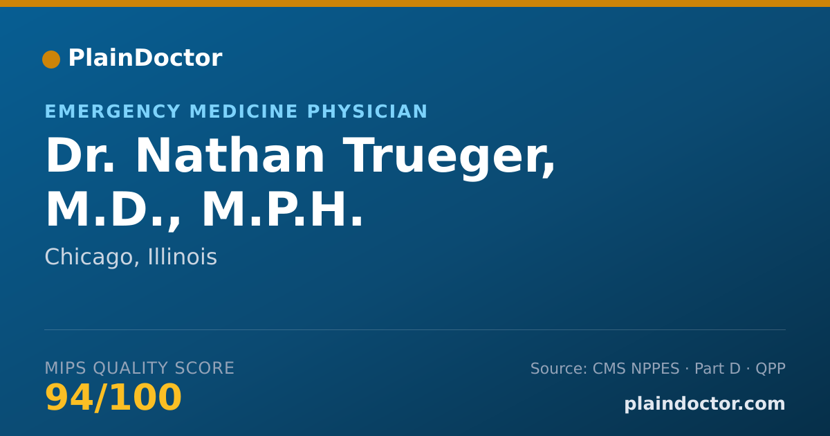 Shareable card for Nathan Trueger, M.D., M.P.H. - Emergency Medicine Physician, Chicago, IL