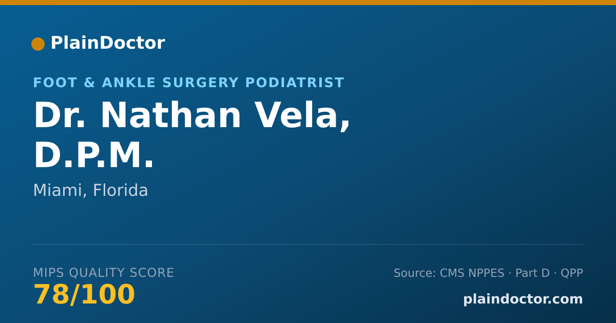 Shareable card for Nathan Vela, D.P.M. - Foot & Ankle Surgery Podiatrist, Miami, FL