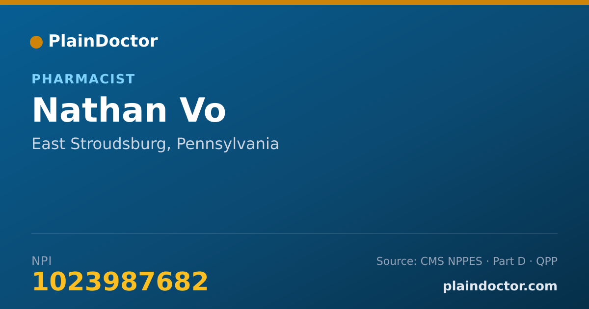 Shareable card for Nathan Vo - Pharmacist, East Stroudsburg, PA