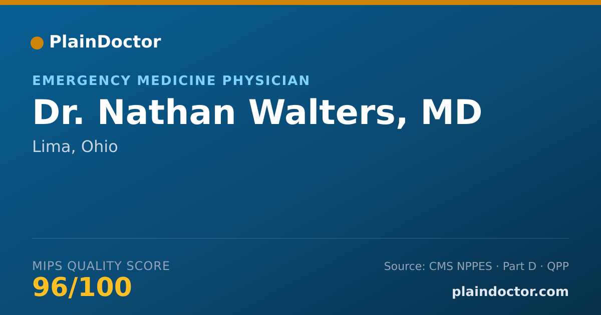 Shareable card for Nathan Walters, MD - Emergency Medicine Physician, Lima, OH