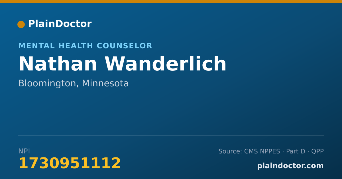 Shareable card for Nathan Wanderlich - Mental Health Counselor, Bloomington, MN