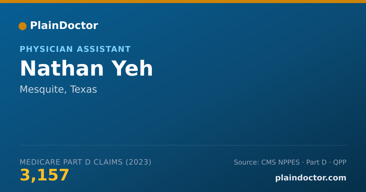 Shareable card for Nathan Yeh - Physician Assistant, Mesquite, TX
