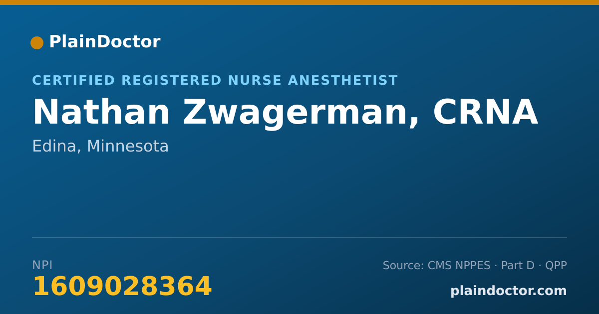 Shareable card for Nathan Zwagerman, CRNA - Certified Registered Nurse Anesthetist, Edina, MN