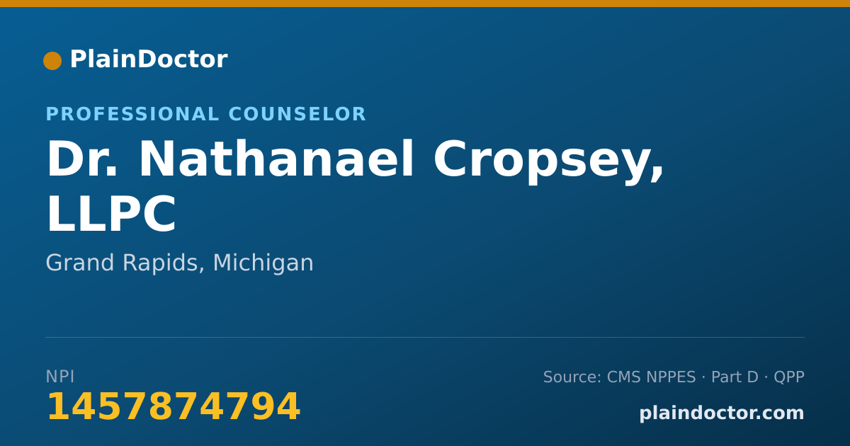 Shareable card for Nathanael Cropsey, LLPC - Professional Counselor, Grand Rapids, MI