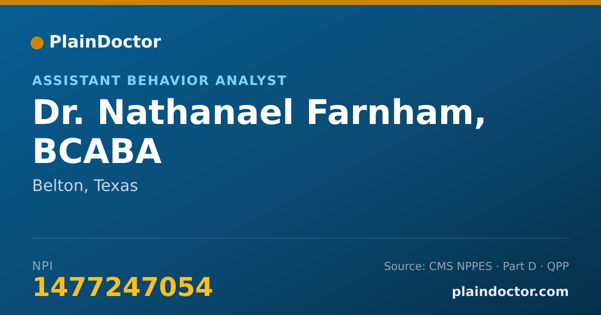 Shareable card for Nathanael Farnham, BCABA - Assistant Behavior Analyst, Belton, TX