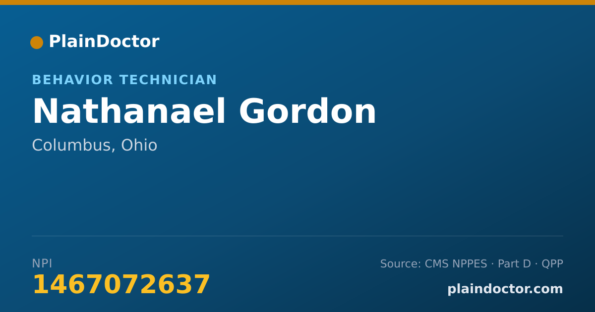 Shareable card for Nathanael Gordon - Behavior Technician, Columbus, OH
