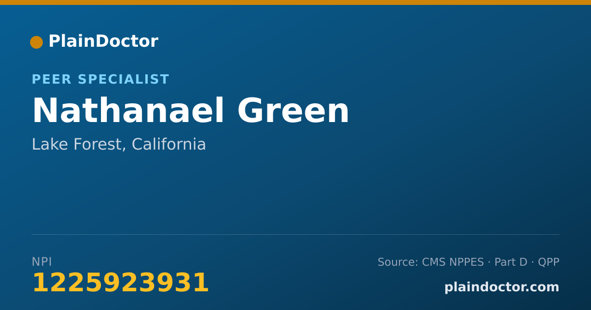 Shareable card for Nathanael Green - Peer Specialist, Lake Forest, CA