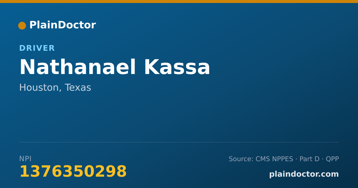 Shareable card for Nathanael Kassa - Driver, Houston, TX