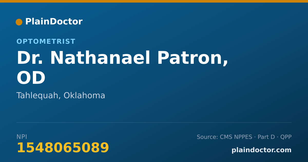 Shareable card for Nathanael Patron, OD - Optometrist, Tahlequah, OK