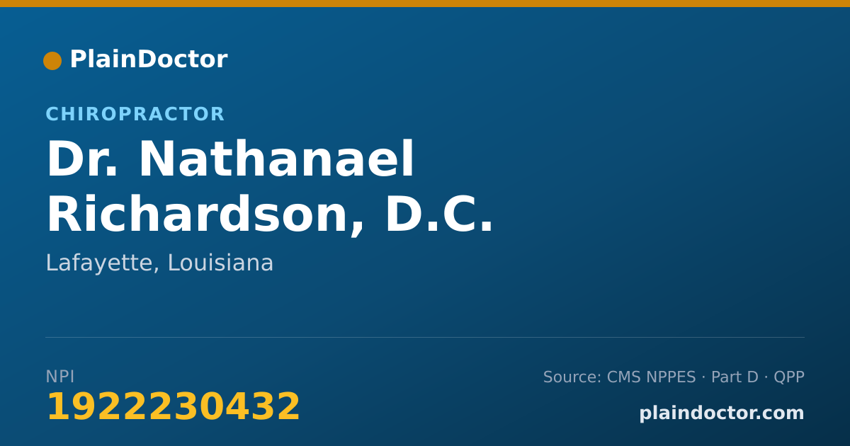 Shareable card for Nathanael Richardson, D.C. - Chiropractor, Lafayette, LA