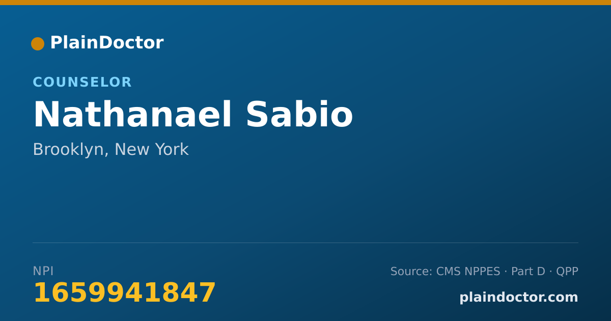 Shareable card for Nathanael Sabio - Counselor, Brooklyn, NY
