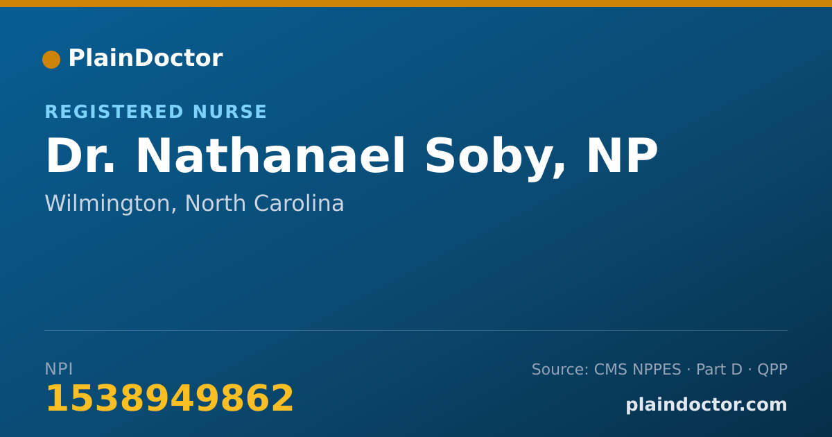 Shareable card for Nathanael Soby, NP - Registered Nurse, Wilmington, NC