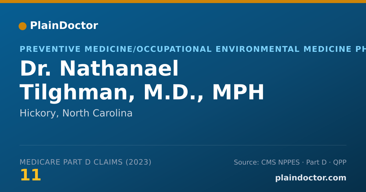 Shareable card for Nathanael Tilghman, M.D., MPH - Preventive Medicine/Occupational Environmental Medicine Physician, Hickory, NC