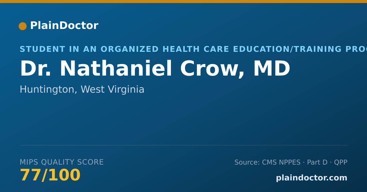 Shareable card for Nathaniel Crow, MD - Student in an Organized Health Care Education/Training Program, Huntington, WV