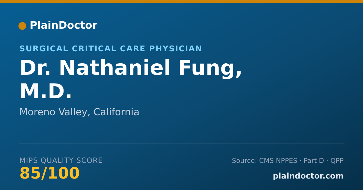 Shareable card for Nathaniel Fung, M.D. - Surgical Critical Care Physician, Moreno Valley, CA