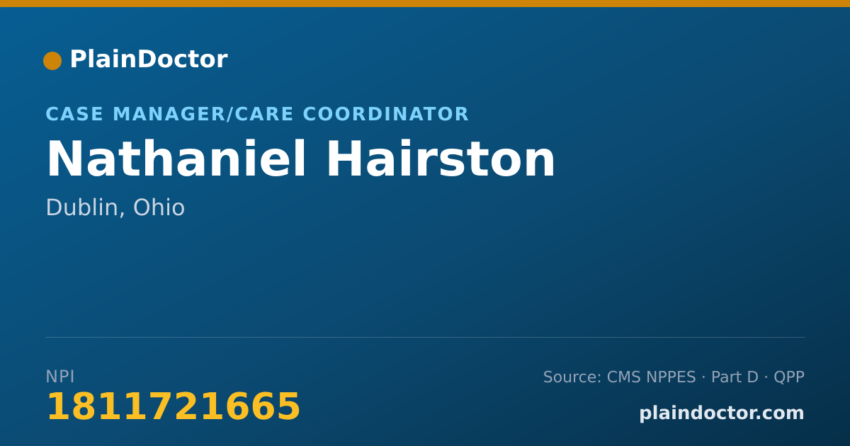Shareable card for Nathaniel Hairston - Case Manager/Care Coordinator, Dublin, OH
