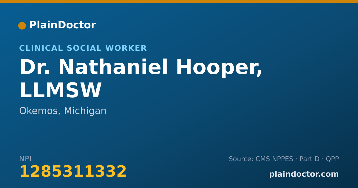 Shareable card for Nathaniel Hooper, LLMSW - Clinical Social Worker, Okemos, MI