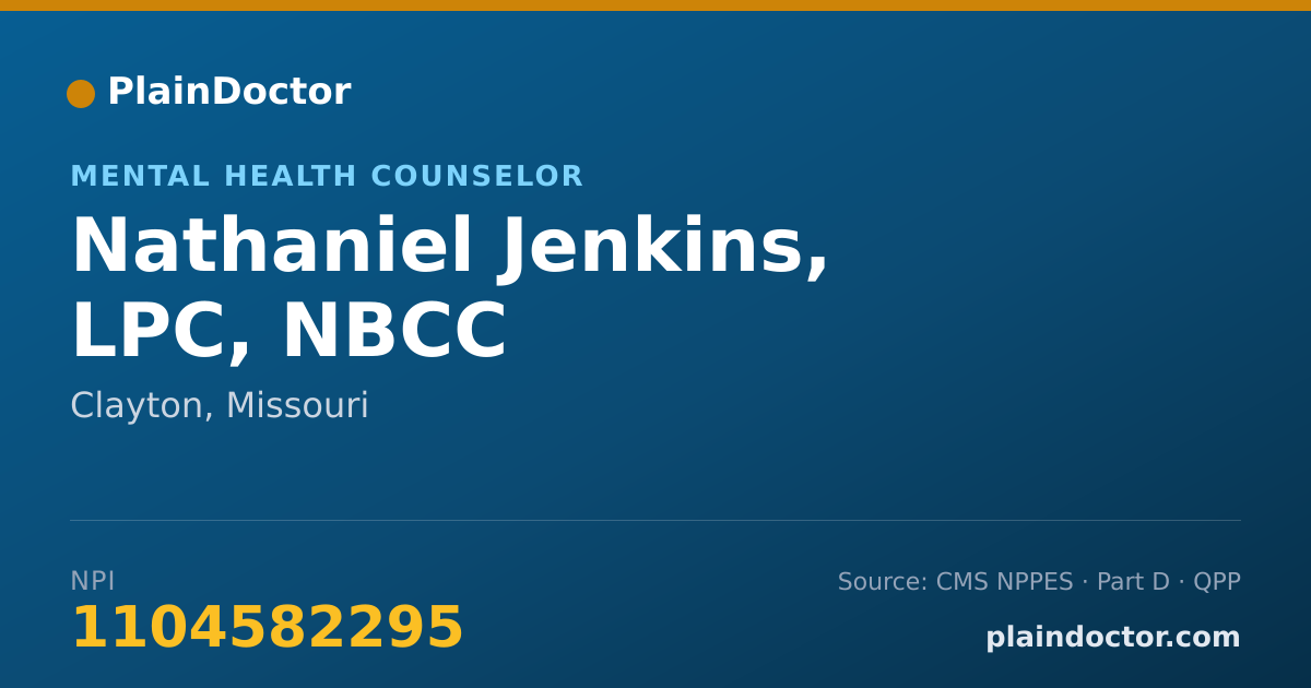 Shareable card for Nathaniel Jenkins, LPC, NBCC - Mental Health Counselor, Clayton, MO