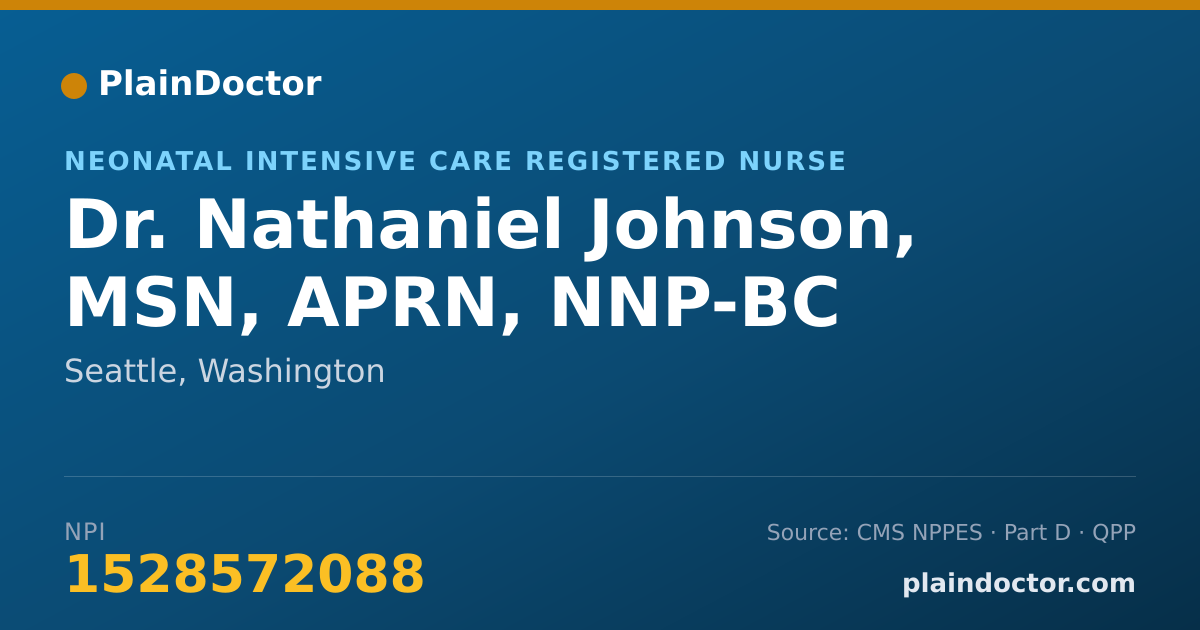 Shareable card for Nathaniel Johnson, MSN, APRN, NNP-BC - Neonatal Intensive Care Registered Nurse, Seattle, WA