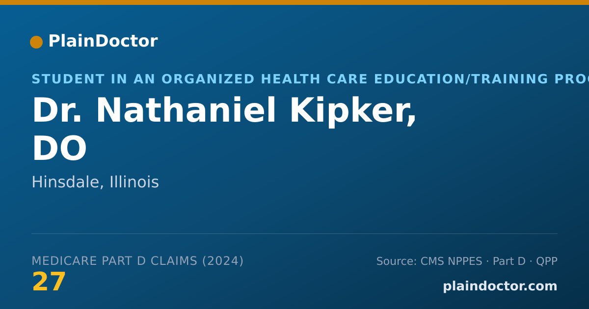Shareable card for Nathaniel Kipker, DO - Student in an Organized Health Care Education/Training Program, Hinsdale, IL