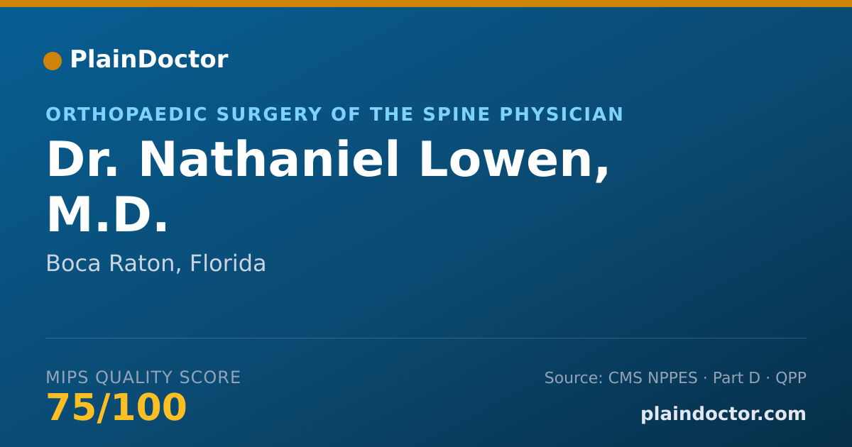 Shareable card for Nathaniel Lowen, M.D. - Orthopaedic Surgery of the Spine Physician, Boca Raton, FL