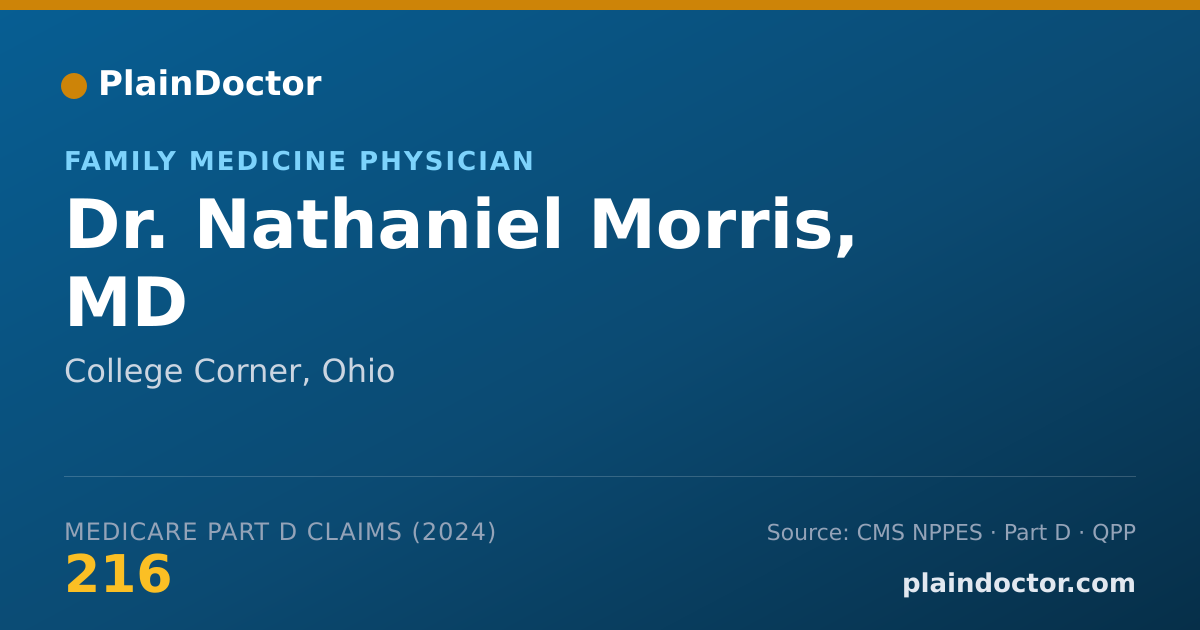 Shareable card for Nathaniel Morris, MD - Family Medicine Physician, College Corner, OH