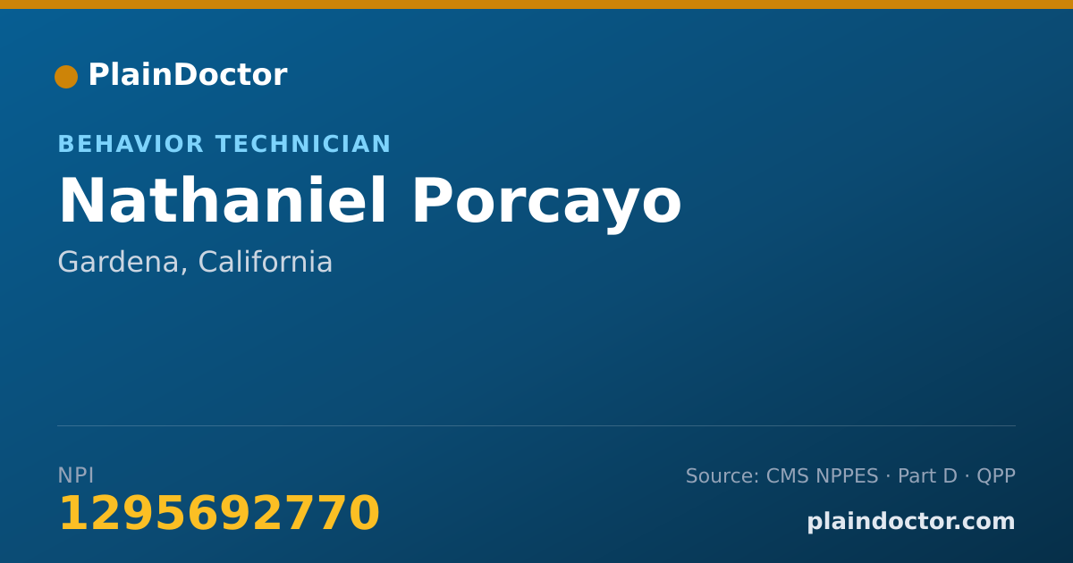 Shareable card for Nathaniel Porcayo - Behavior Technician, Gardena, CA