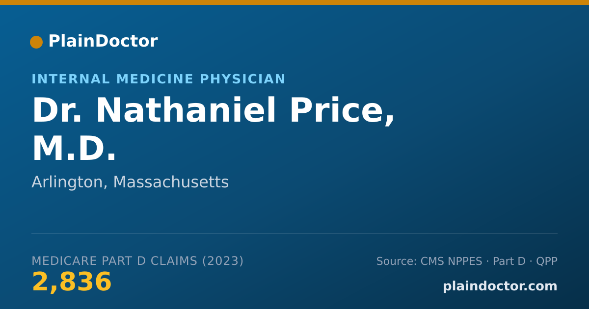 Shareable card for Nathaniel Price, M.D. - Internal Medicine Physician, Arlington, MA