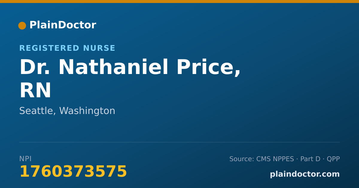 Shareable card for Nathaniel Price, RN - Registered Nurse, Seattle, WA