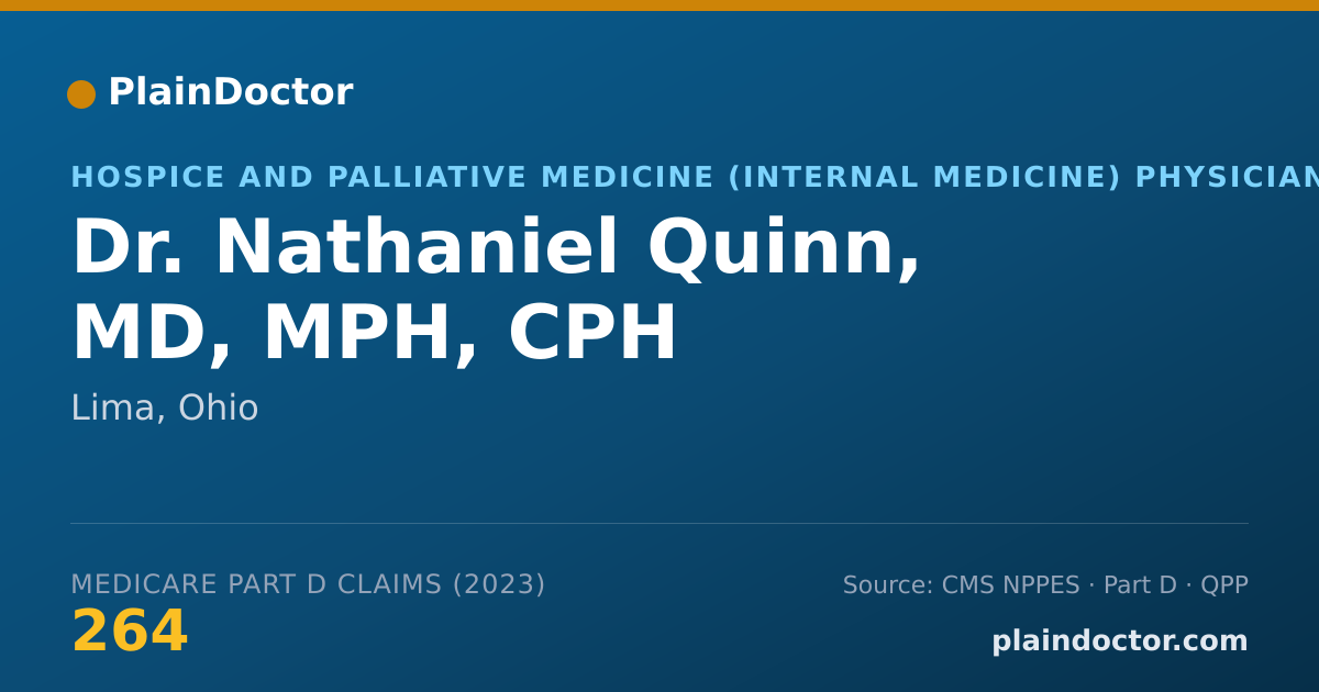 Shareable card for Nathaniel Quinn, MD, MPH, CPH - Hospice and Palliative Medicine (Internal Medicine) Physician, Lima, OH