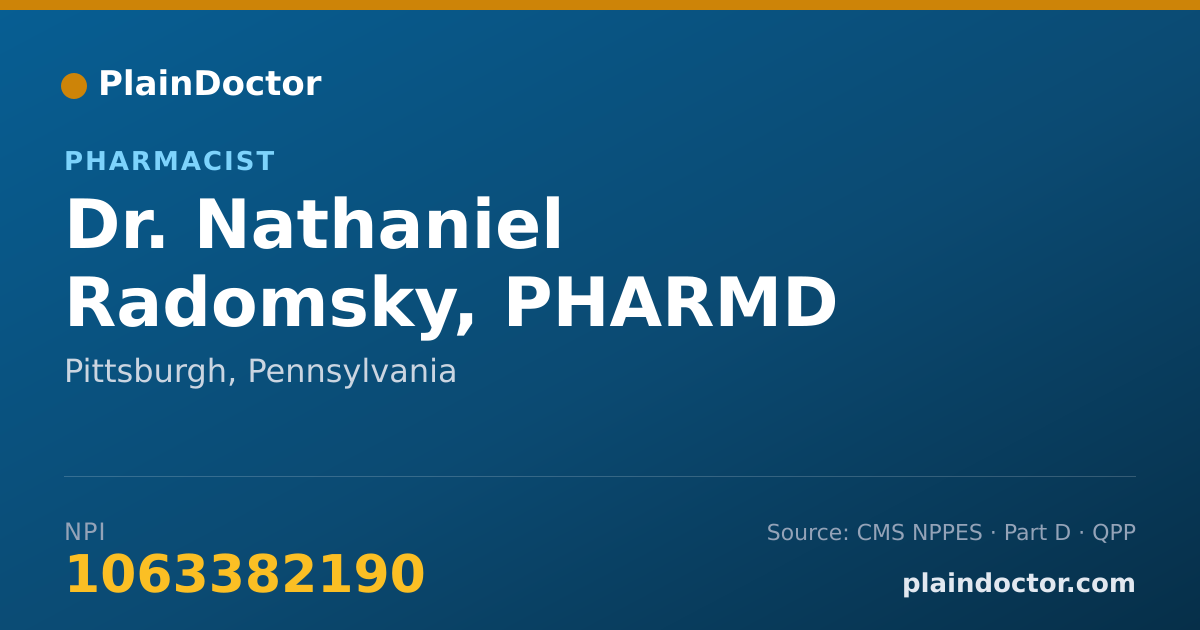 Shareable card for Nathaniel Radomsky, PHARMD - Pharmacist, Pittsburgh, PA