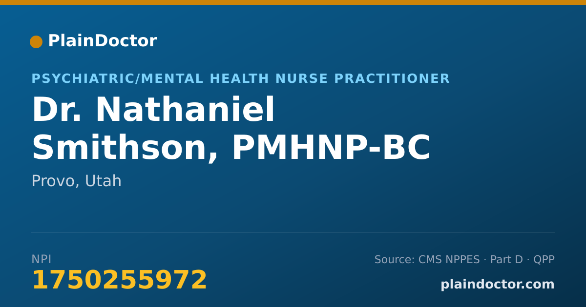 Shareable card for Nathaniel Smithson, PMHNP-BC - Psychiatric/Mental Health Nurse Practitioner, Provo, UT