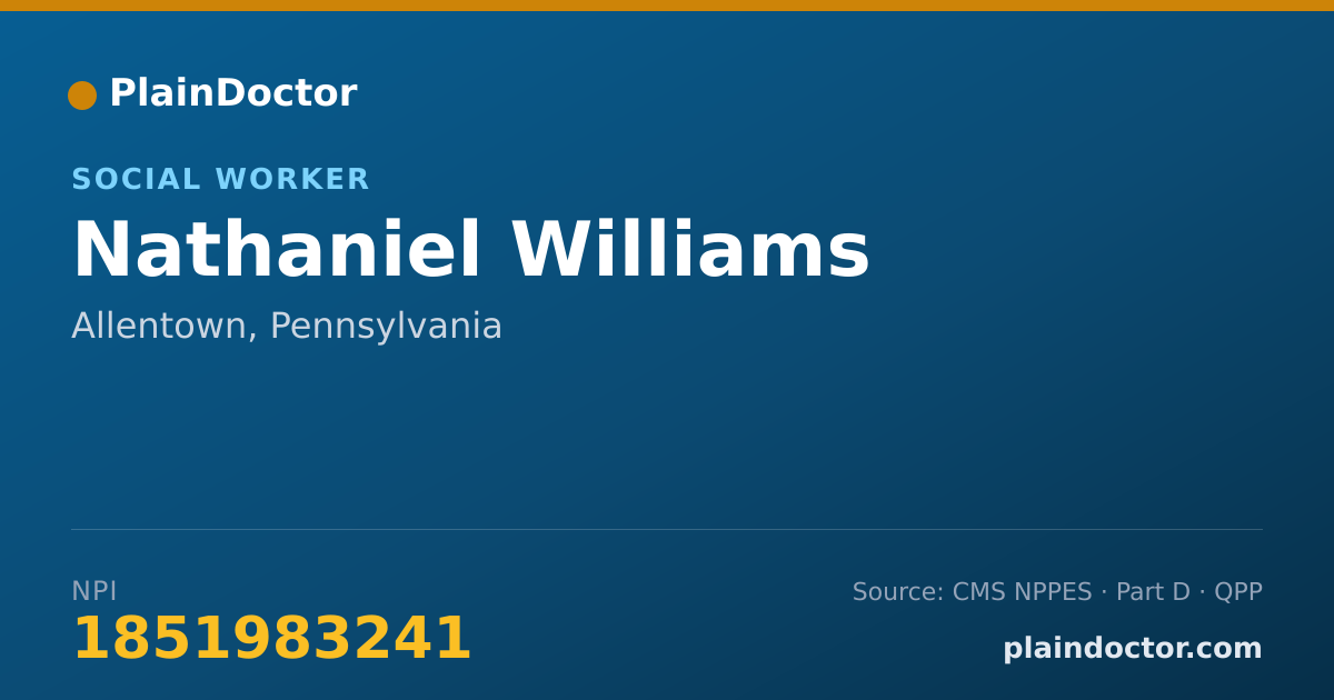 Shareable card for Nathaniel Williams - Social Worker, Allentown, PA