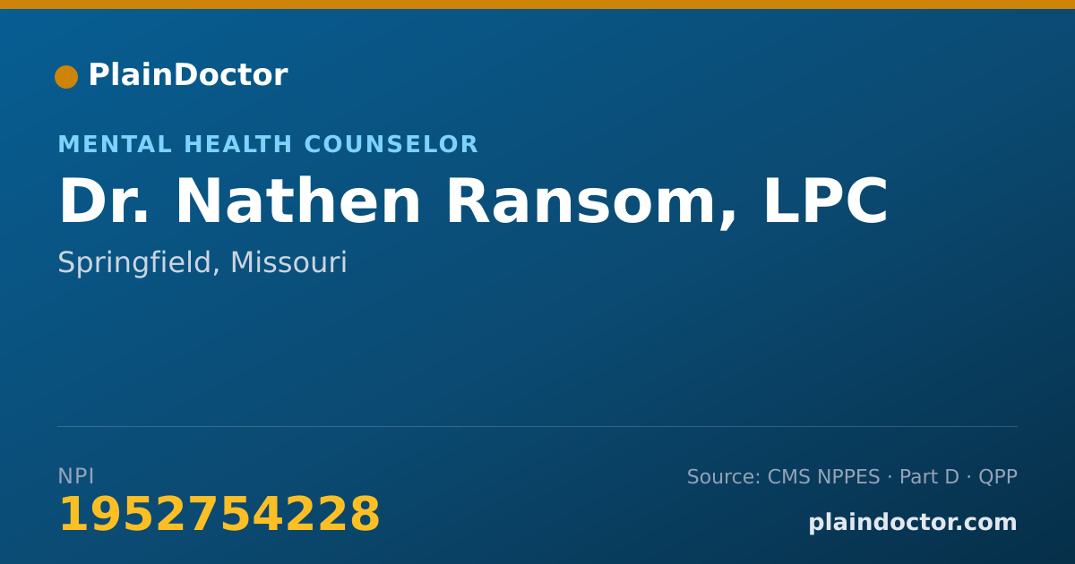 Shareable card for Nathen Ransom, LPC - Mental Health Counselor, Springfield, MO
